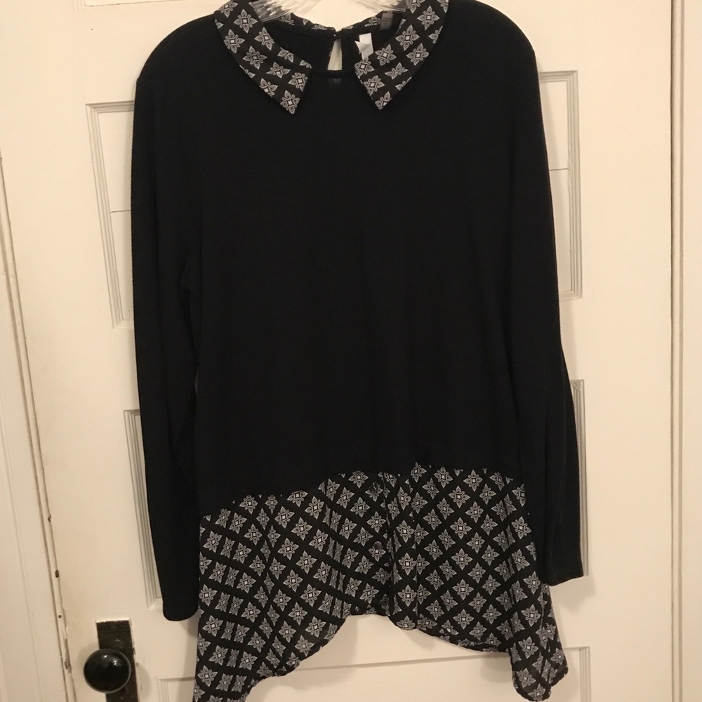 NY Collection Black White Dress/ Tunic XL Women’s